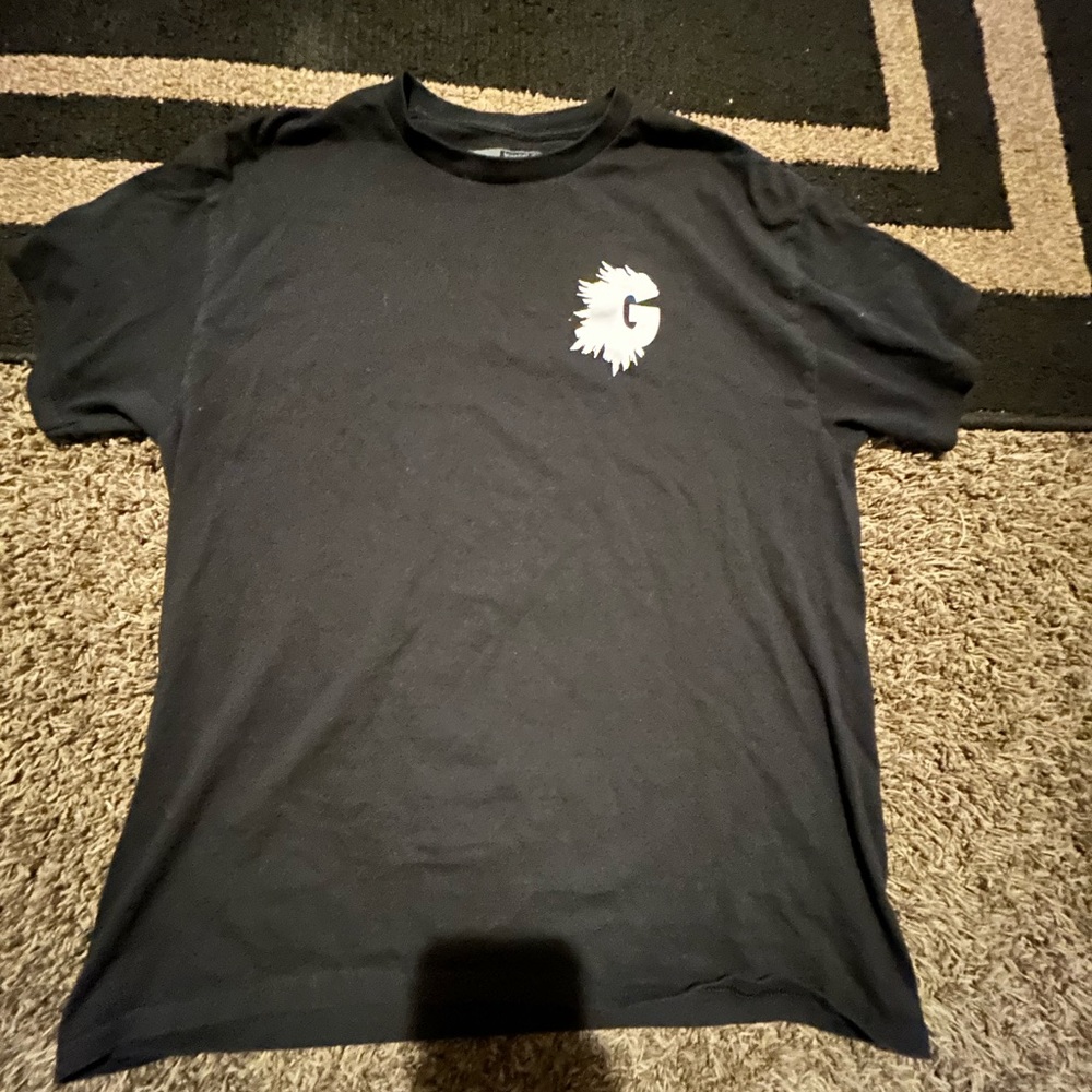 “God Bless Gorillas” black graphic T Large